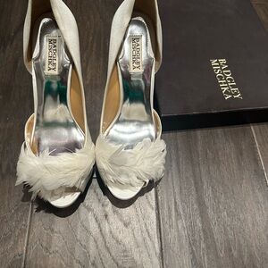 Badgley Mischka Piper White Satin Pumps